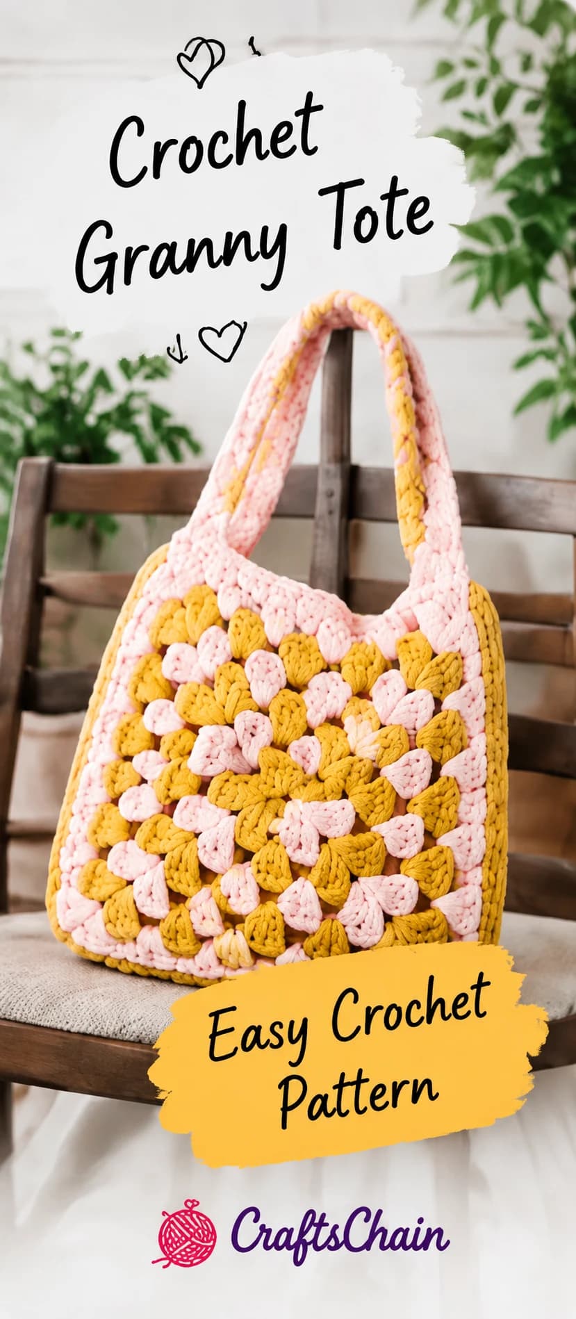 Save Beginner Crochet Granny Tote Pattern with Chunky Yarn on Pinterest