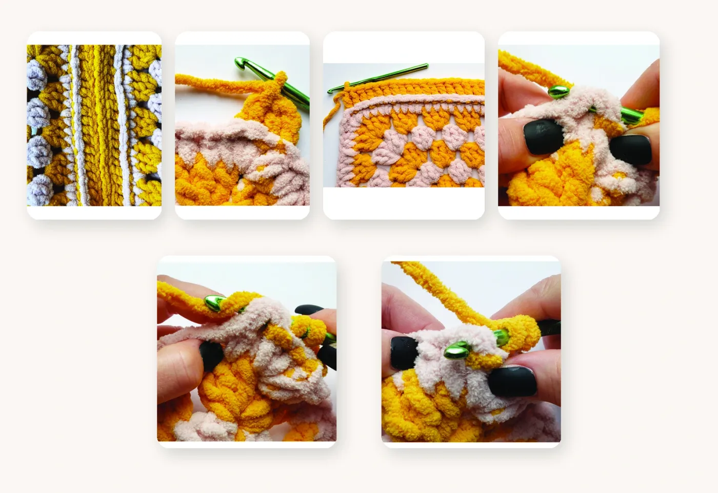 Real close-up photos showing the side treatment and flat slip-stitch join